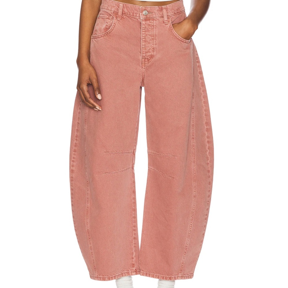 Free People We The Free Dusty Pink Barrel Jeans